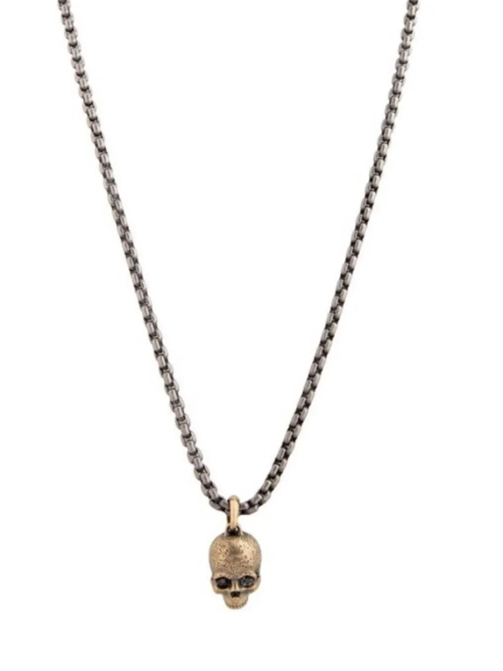 DAVID YURMAN 18K & STERLING DIAMOND MEMENTO MORI SKULL AMULET PENDANT NECKLACE